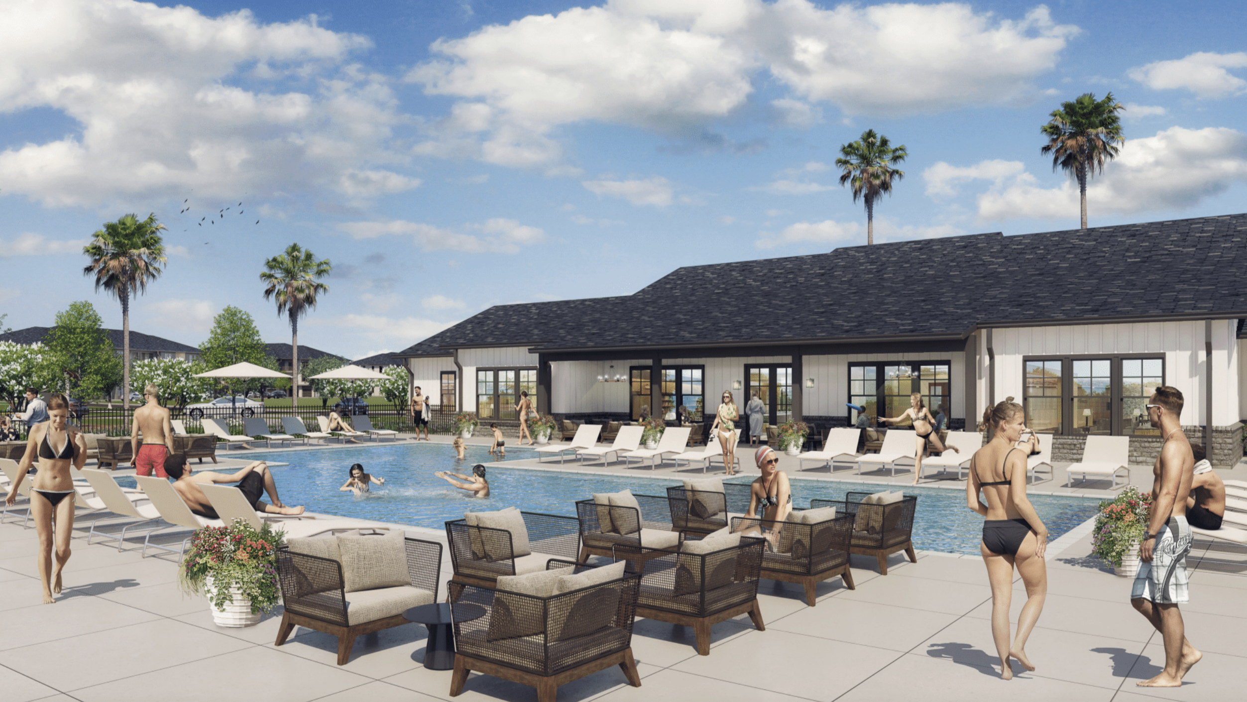 people at the pool of evolve palm coast