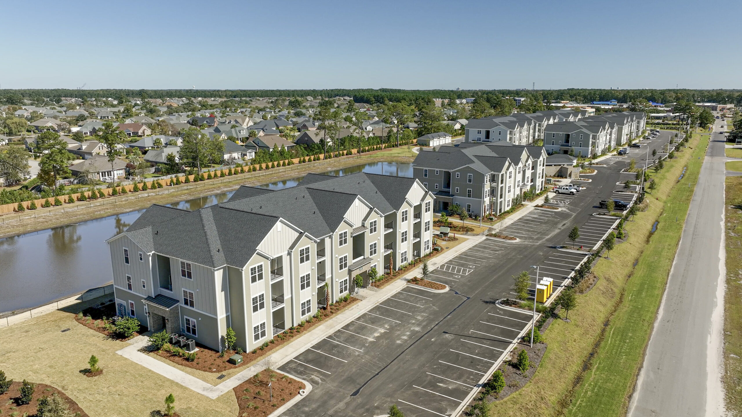 evolve waterford aerial view of apartment buildings