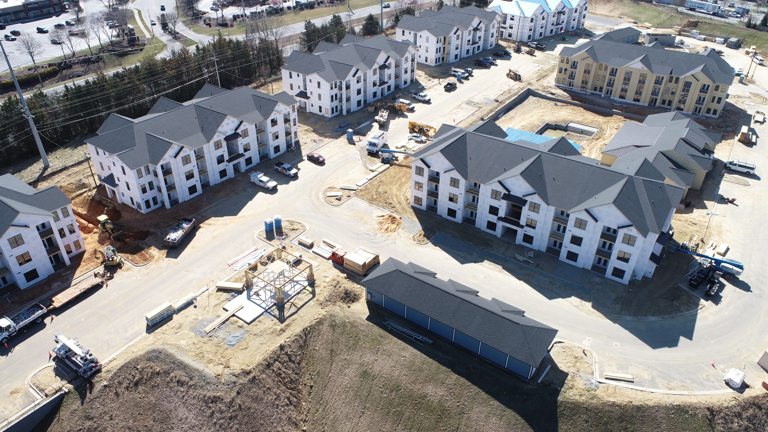 Evolve Deep River aerial view of construction