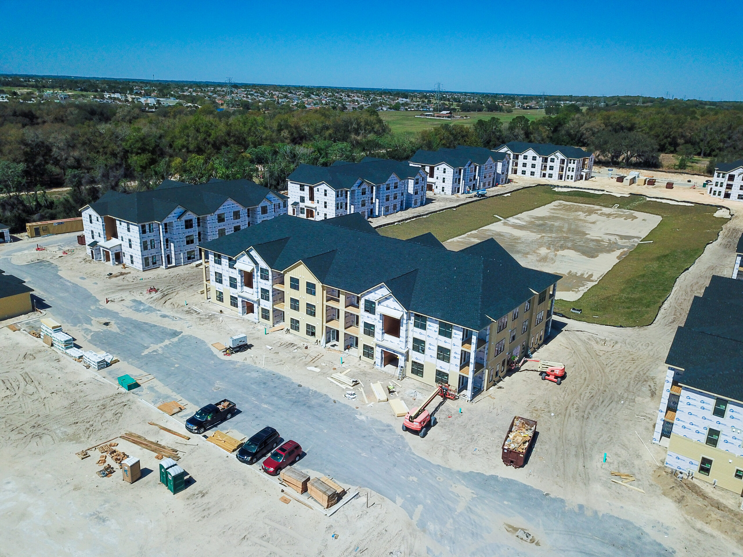 Evolve Grove Park aerial view of community construction almost complete
