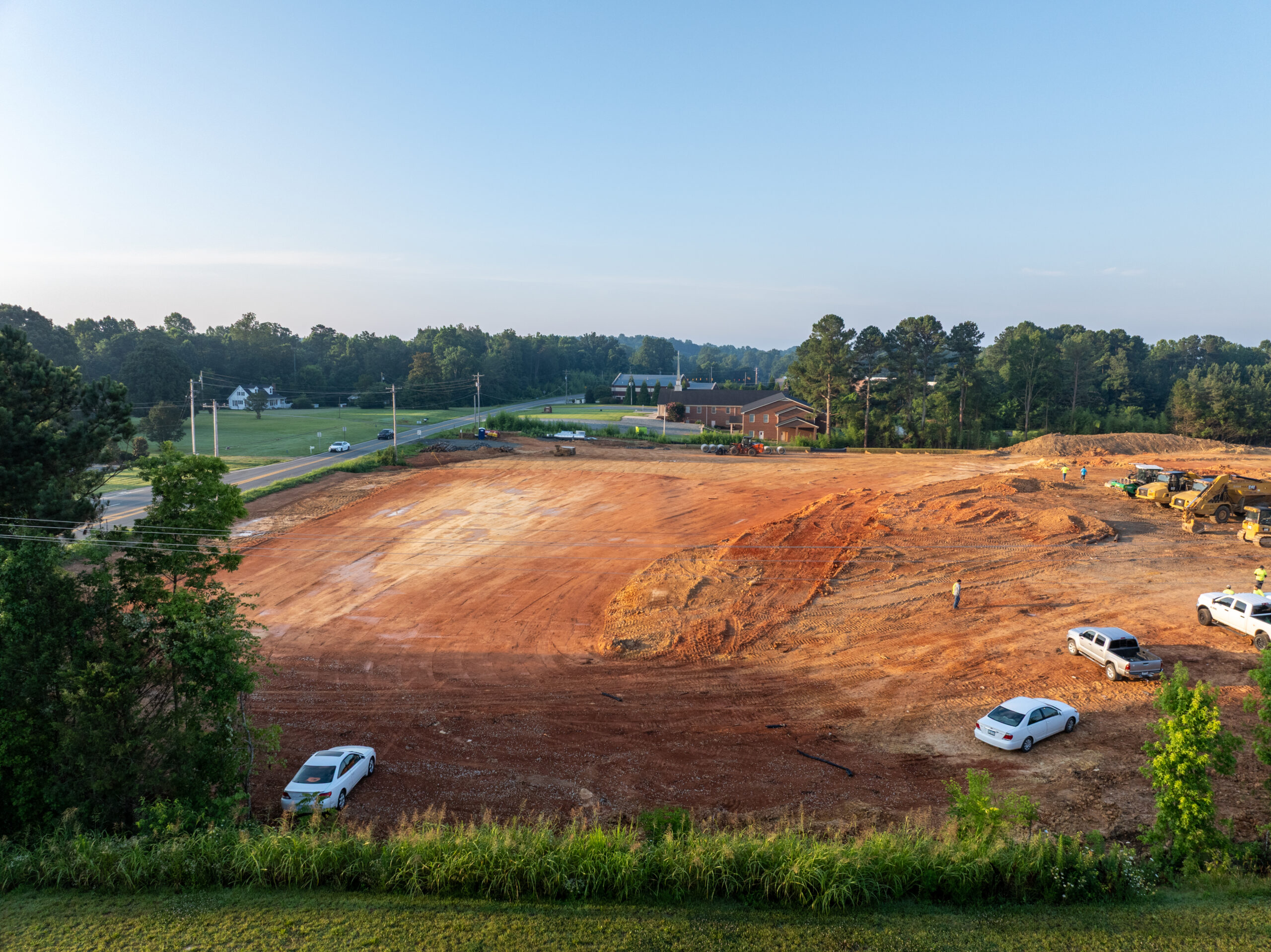 aerial view of Evolve at Mebane Oaks construction site