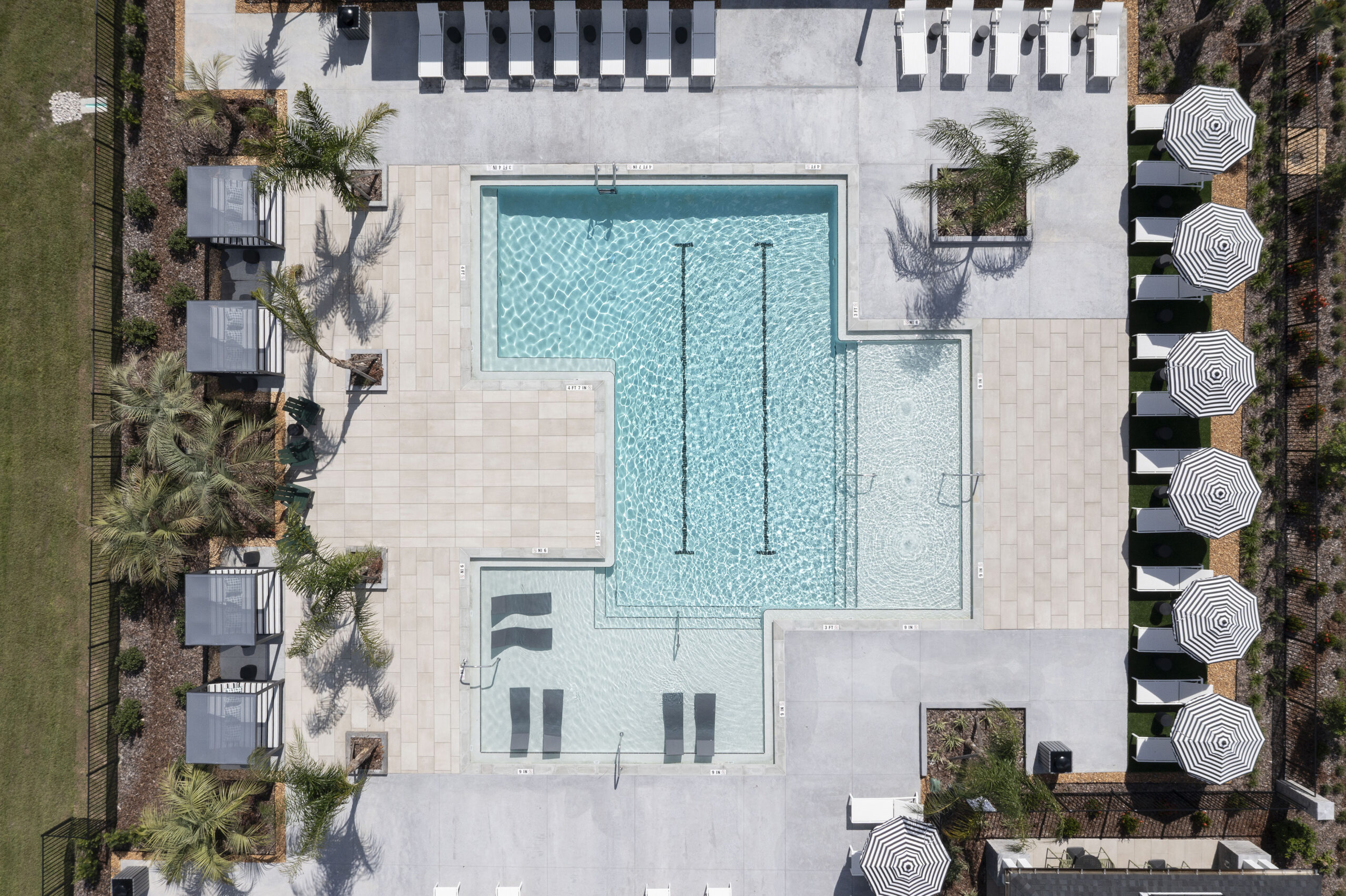 Evolve Grove Park aerial swimming pool view